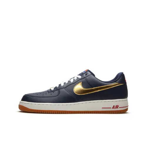 Nike Air Force 1 USA Противоскользящие амортизирующие кроссовки с низким верхом для скейтбординга Мужские Синий Золото