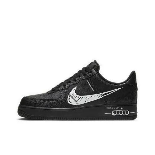 Nike Air FORCE 1 'Эскиз Пачка' Низкие Скейтборд Кроссовки Мужские Черные Белые