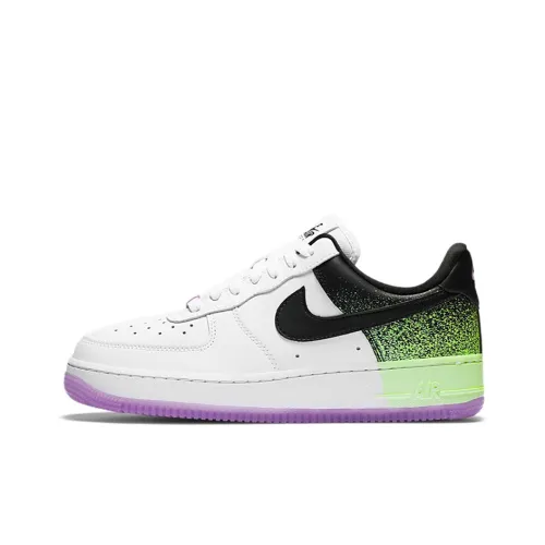 Nike Air FORCE 1 'Splatter' Кляксы чернил Покрытие Противоскользящий Низкий Топ Скейтбординг Кроссовки Женские Белый Зеленый Фиолетовый