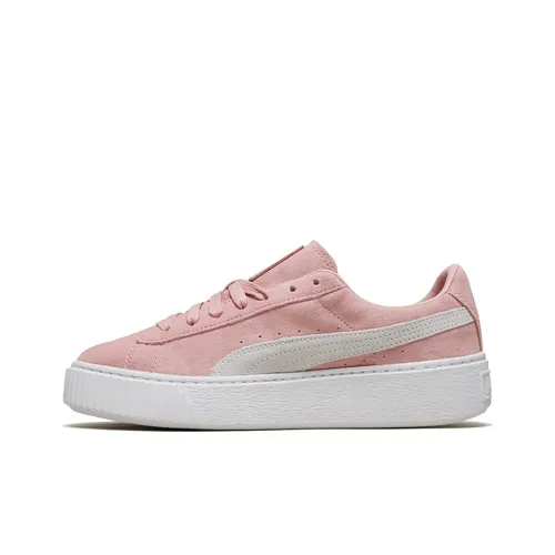 PUMA Suede Platform Low Топ Скейтборд Кроссовки Женские Розовый Серый Белый