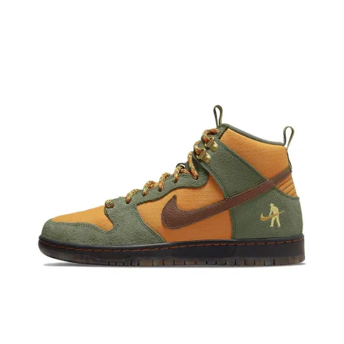 PORT x Nike Dunk High SB Pro QS 'Workboot' Высокие Кроссовки для скейтбординга Унисекс Желтый Зеленый
