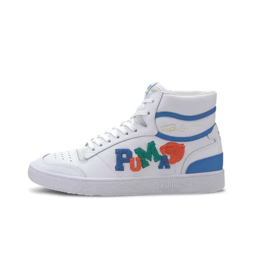 PUMA Ralph Sampson MID Покрытие MID Топ Кроссовки для скейтбординга Унисекс Белый Синий