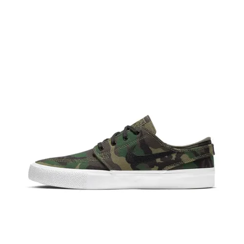 Nike SB Stefan Janoski Холст RM Нескользящий Легкий Низкий Топ Скейтборд Кроссовки Мужские Армейский Зеленый Камуфляж