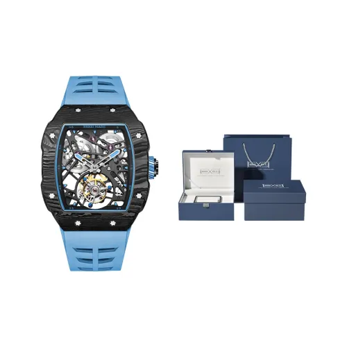BEXEI X Collection Механизм с ручным заводом Силиконовый ремешок Часы Мужские Часы с открытым механизмом 9089 TQHMLD