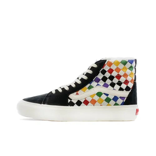 VANS SK8 VLT LX Высокие Кроссовки для скейтбординга Унисекс Радужный Вязаный клетчатый узор
