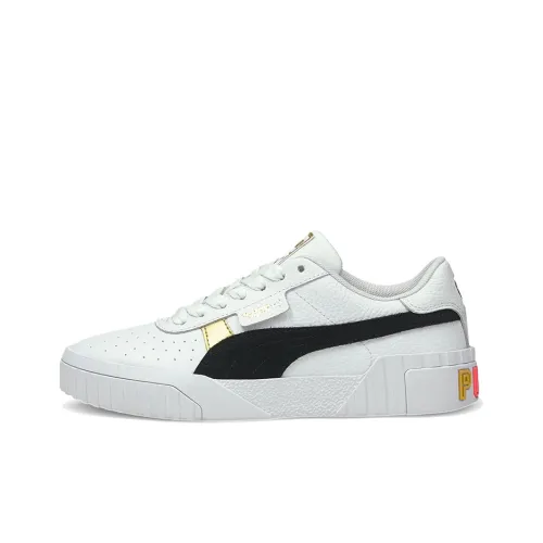 PUMA Cali Износостойкий и Легкий Низкий Топ Кроссовки для скейтбординга Женские Черный Белый Золото