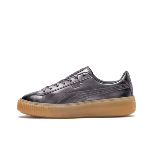 PUMA Платформа Bask Luxe Low Топ Кроссовки для скейтбординга Женские Жидкое серебро