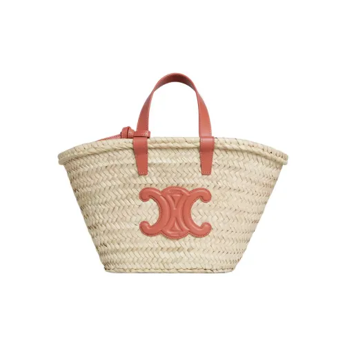 CELINE Teen Triomphe Palm Leaf Коровья кожа Сумка Стандартная Женская Красный Коричневый Натуральный