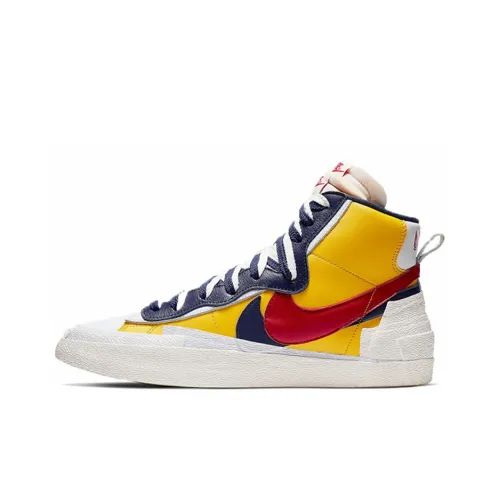 Sacai совместный бренд x Nike Blazer Золотой MID Скейтбординг Кроссовки Unisex Красный Желтый Серый Белый
