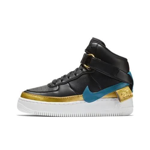 Nike Air FORCE 1 Jester XX Черный Blustery Non Slip Легкий Высокий Топ Скейтбординг Кроссовки Женские Черный Золото Синий