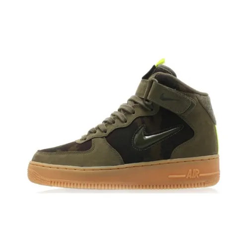 Nike Air Force 1 Нескользящий Легкий MID Скейтбординг Кроссовки Мужские Камуфляж Зеленый