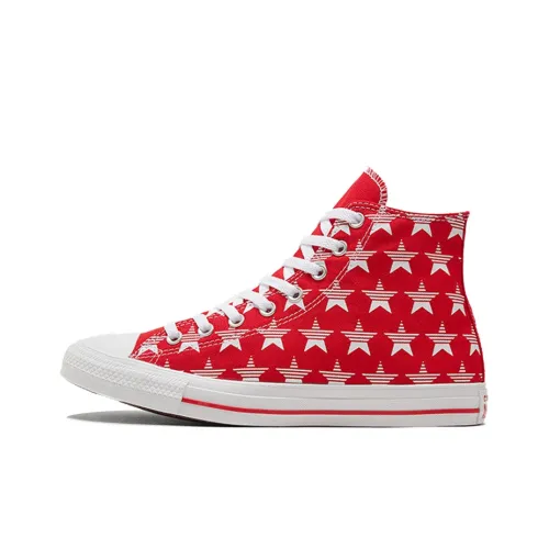 Converse Chuck Taylor All Star Покрытие Slip-Resistant Высокий Топ Скейтборд Кроссовки Унисекс Белый Красный