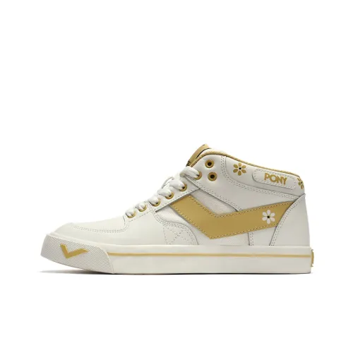 PONY Atop Шокабойеры Slip-Resistant Низкие Кроссовки для Скейтбординга Женские Натуральный Белый