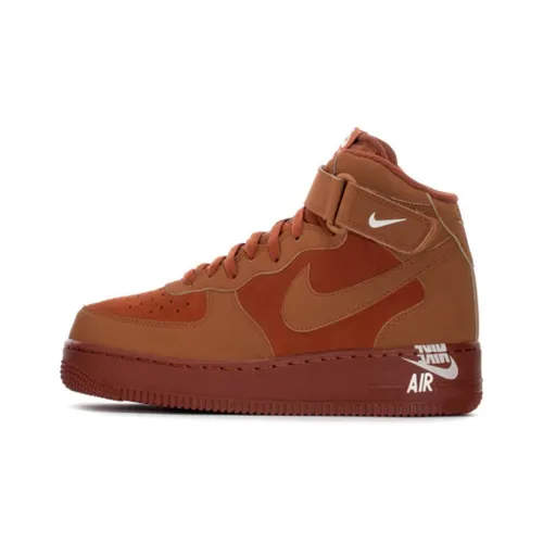 Nike Air FORCE 1 Non Slip Легкий MID Топ Скейтбординг Кроссовки Мужские Orange
