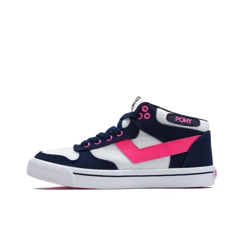 PONY Atop Slip-resistant Abrasion-resistant MID Top Skateboard Shoes Women's Black Pink Multicolor Пони Atop Противоскользящие Устойчивые к истиранию MID Топ Скейтборд Кроссовки Женские Черный Розовый Многоцветный