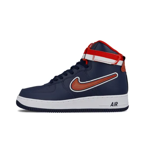 Nike Air FORCE 1 Non Slip Легкий Высокий Топ Скейтбординг Кроссовки Унисекс Синий Белый