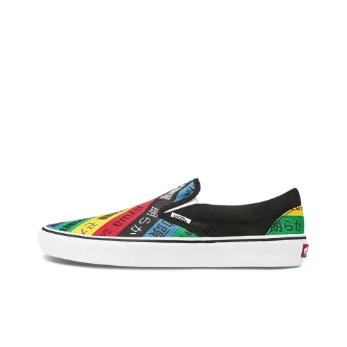 VANS Slip On Series Радужный Low Top Скейтборд Кроссовки Unisex Черный