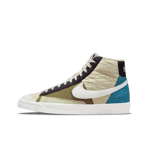 Nike Blazer Mid Топ Скейтборд Кроссовки Мужские Бежевый Зеленый Синий Флисовые Подкладочные