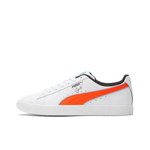 PUMA Clyde Airbrush Легкий Низкий Топ Скейтборд Кроссовки Мужские Белый Оранжевый