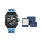 Углеродное волокно, черный корпус, синий ремешок