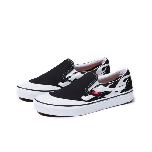 A$AP Worldwide x Vans Slip On Low Топ Скейтборд Кроссовки Унисекс Черный Белый Пламя