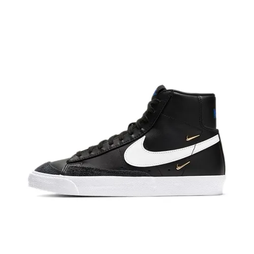 Nike Blazer 77 SE 'Золотой Luxe' Покрытие Slip-Resistant MID Топ Скейтборд Кроссовки Женские Черный Белый Синий