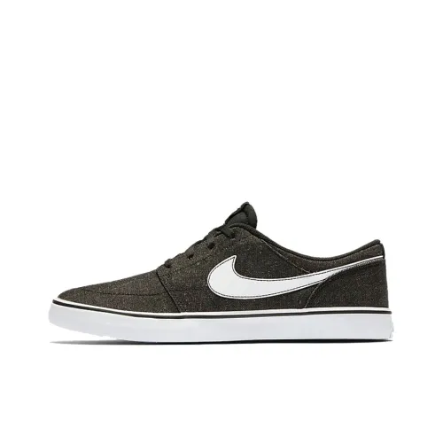 Nike SB Portmore Скейтборд Solarsoft II Холст Премиум Низкий Топ Кроссовки для скейтбординга Унисекс Черный Белый