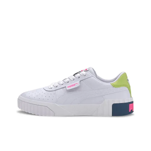 PUMA Cali Low Топ Кроссовки для скейтбординга Женские Белые и Зеленые с узором "Ласточкин хвост"