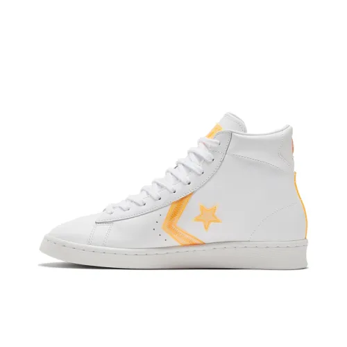 Конверс Cons Pro Leather Hi Vis Противоскользящие Устойчивые к истиранию Высокие Кроссовки для скейтбординга Унисекс Белые