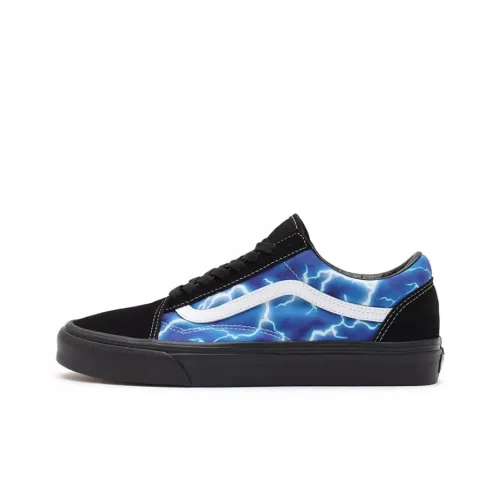VANS Old Skool Collection Низкие Кроссовки для Скейтбординга Унисекс Черные и Синие с Молнией