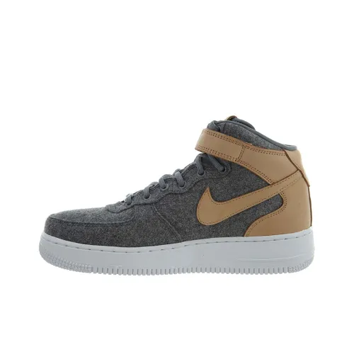 Nike Air Force 1 Кожа Премиум 'Cool GREY' Покрытие Противоскользящий MID Топ Скейтбординг Кроссовки Женские Холодный серый