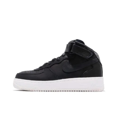 Nike Air Force 1 Покрытие Амортизация MID Топ Скейтбординг Кроссовки Унисекс Черный