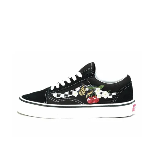 Vans Old Skool CHECKER FLORAL Низкие кроссовки для скейтбординга Женские Черные