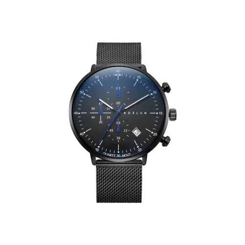 BOZLUN Кварцевый механизм стальной ремешок мужские часы белый циферблат