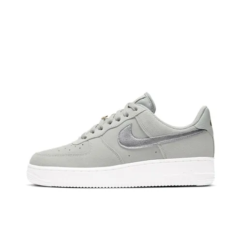 Nike Air Force 1 GREY Замша Противоскользящие Устойчивые к истиранию Низкие Скейтбординг Кроссовки Унисекс Серый Золото