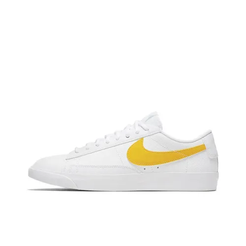 Nike Blazer LTHR противоскользящие и устойчивые к истиранию низкие кеды для скейтбординга унисекс белые желтые
