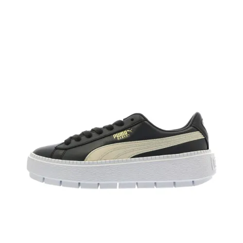 PUMA Platform Trace Varsity Low Топ Кроссовки для скейтбординга Женские Черный Золотой