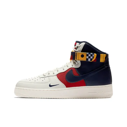 Nike Air FORCE 1 Легкий Покрытие Высокие Кроссовки для скейтбординга Мужские Белый Красный Синий