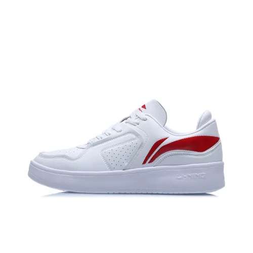 LiNing Street Player Slip-resistant Abrasion-resistant Low-top Skateboard Shoes Men's White Red