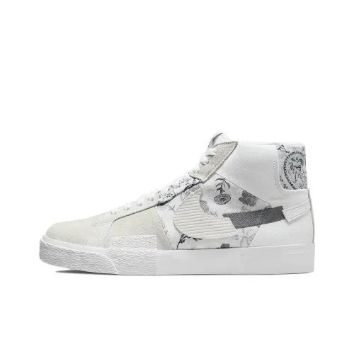 Nike Blazer Mid Edge MID Топ Скейтборд Кроссовки Унисекс Серый Белый