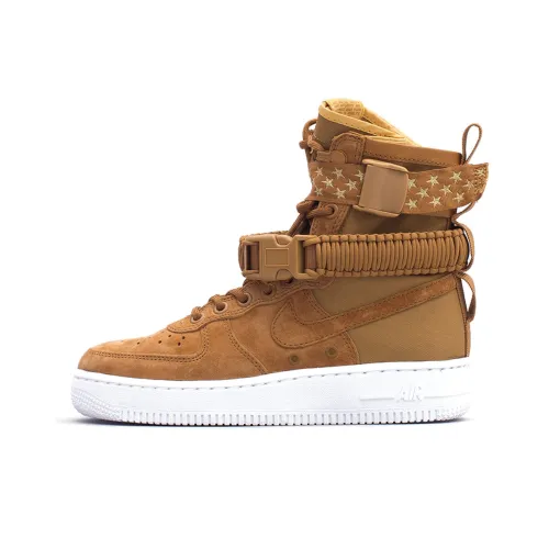 Nike Air FORCE 1 Теплоизоляционное покрытие Высокие кроссовки для скейтбординга Женские Каштаново-коричневые