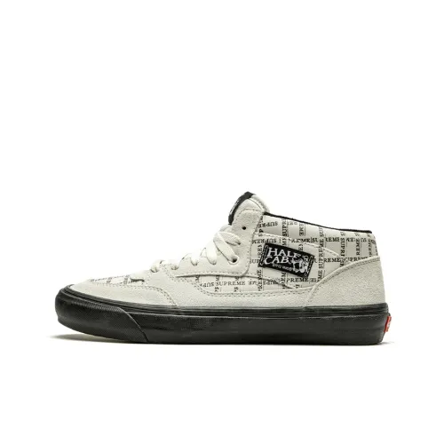 Supreme x Vans Half Cab Pro MID Топ Скейтборд Кроссовки Унисекс Черный Белый
