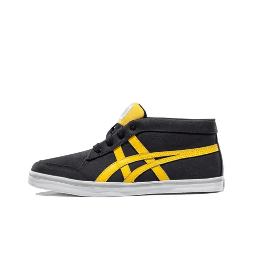 Onitsuka Tiger Renshi Cv Balance Устойчивые к истиранию MID Топ Скейтборд Кроссовки Унисекс Черный Желтый