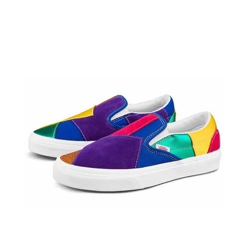 Vans Slip On Радужная Коллекция Низкие Кроссовки для Скейтбординга Унисекс Цветовой Блок Несовпадающие