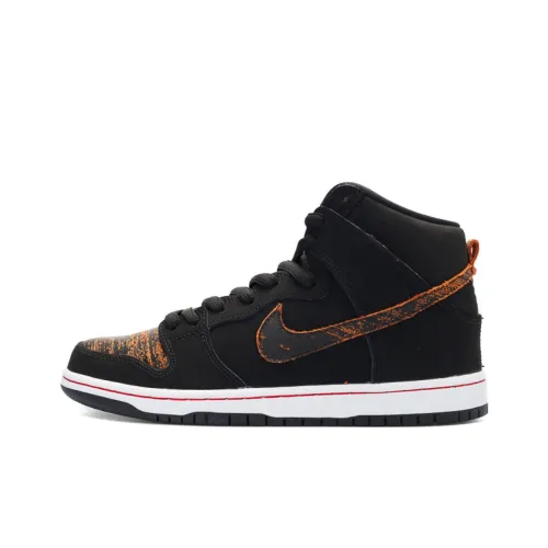 nike Dunk SB Потертый кожа противоскользящий легкий высокий топ скейтбординг мужские черные кроссовки