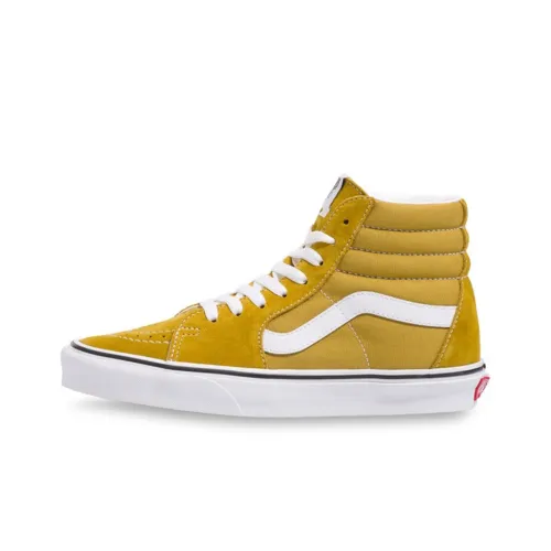Vans SK8 Slip-Resistant Abrasion-Resistant High-Top Skateboard Shoes Unisex Earth Yellow