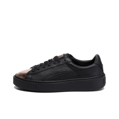 PUMA Платформа Легкий Покрытие Низкий Топ Скейтборд Кроссовки Женские Черный Золотой