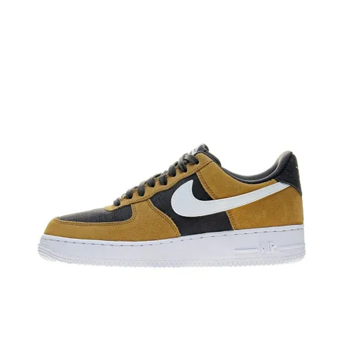 Nike Air FORCE 1 Slip-resistant Abrasion-resistant Легкий Low-top Скейтбординг Кроссовки Мужские Белый Коричневый Желтый