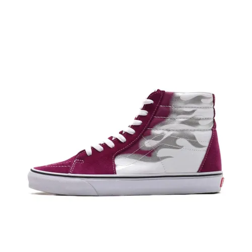 Vans SK8 Фиолетовый Пламя Высокие Кроссовки для скейтбординга Унисекс Белый Красный