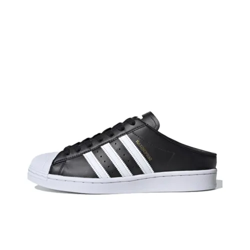Adidas Originals Superstar Mule Low Топ Кроссовки для скейтбординга Унисекс Яркий черный Белый